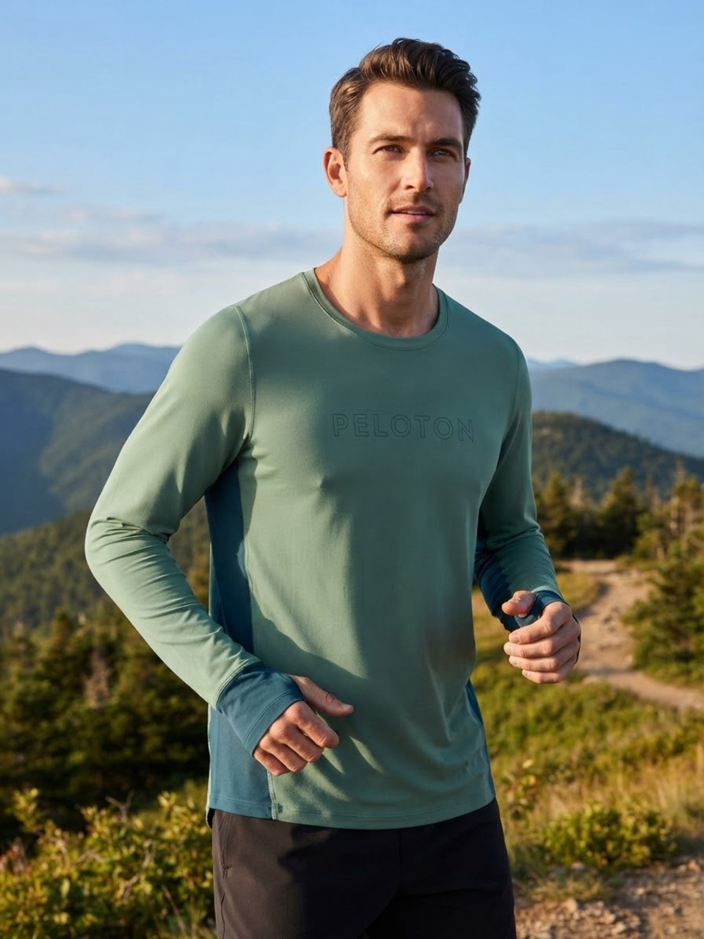 Peloton Men's Green Long Sleeve Athletic Workout Shirt Size XL